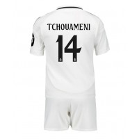 Camisa de time de futebol Real Madrid Aurelien Tchouameni #14 Replicas 1º Equipamento Infantil 2024-25 Manga Curta (+ Calças curtas)